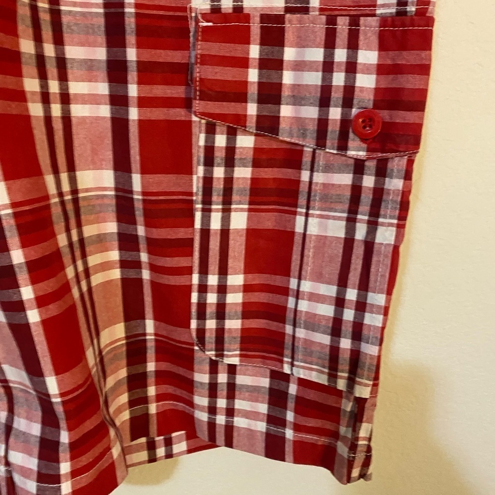 Southpole Y2K  Retro Red Plaid Bermuda Cargo Streetwear HipHop Shorts Size 40 - Picture 7 of 14